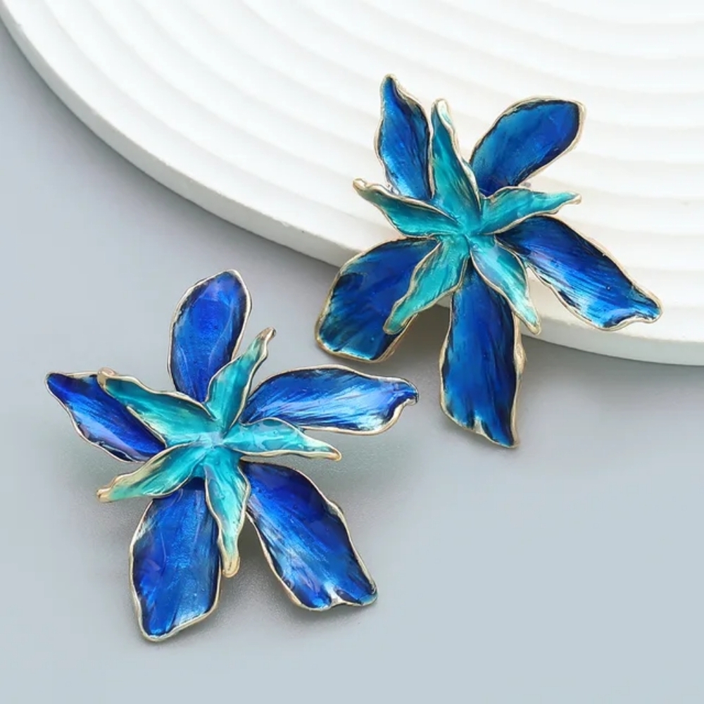 Blue Statement Earrings - NWT